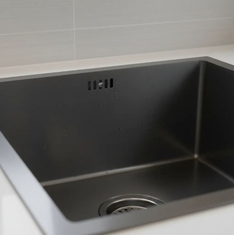 Pileta Simple Rectangular Negra Inoxidable 44x44x22 Kook