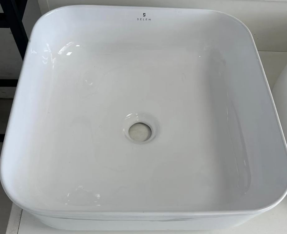 Bacha De Loza Para Baño Apoyo Cuadrada 38.5x38.5 Selen