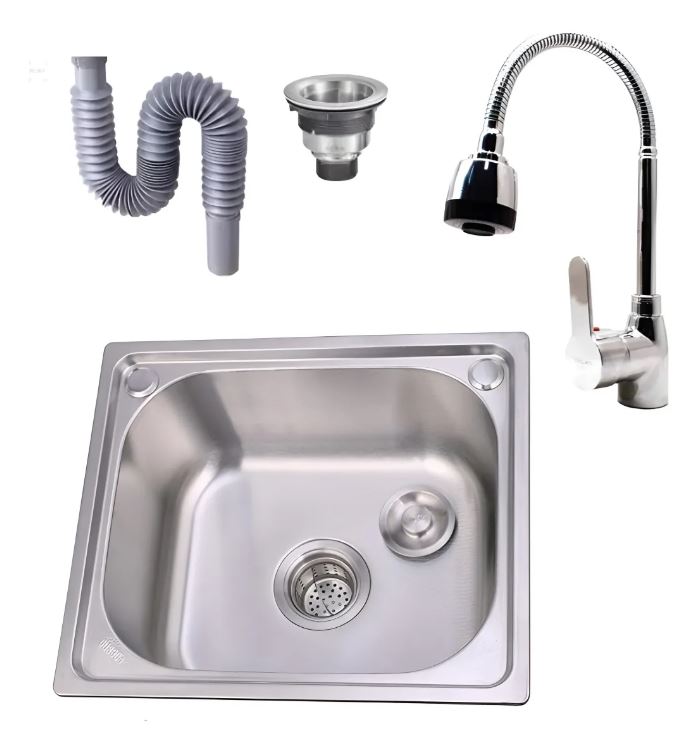 Pileta Palangana Cocina + Válvula + Grifería Canilla Acra