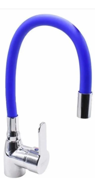 Grifería Monocomando Mesada Cocina Flexible Azul Acra