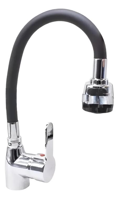 Canilla/grifería De Mesada Pico Flexible Negro+puntero Acra