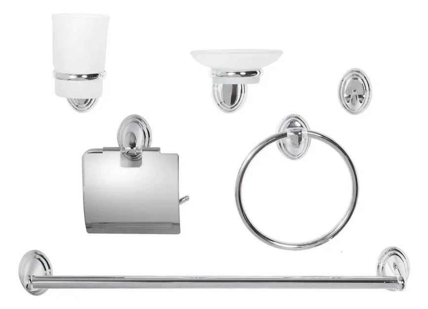 Kit Accesorios Para Baño 8 Piezas De Metal Acra