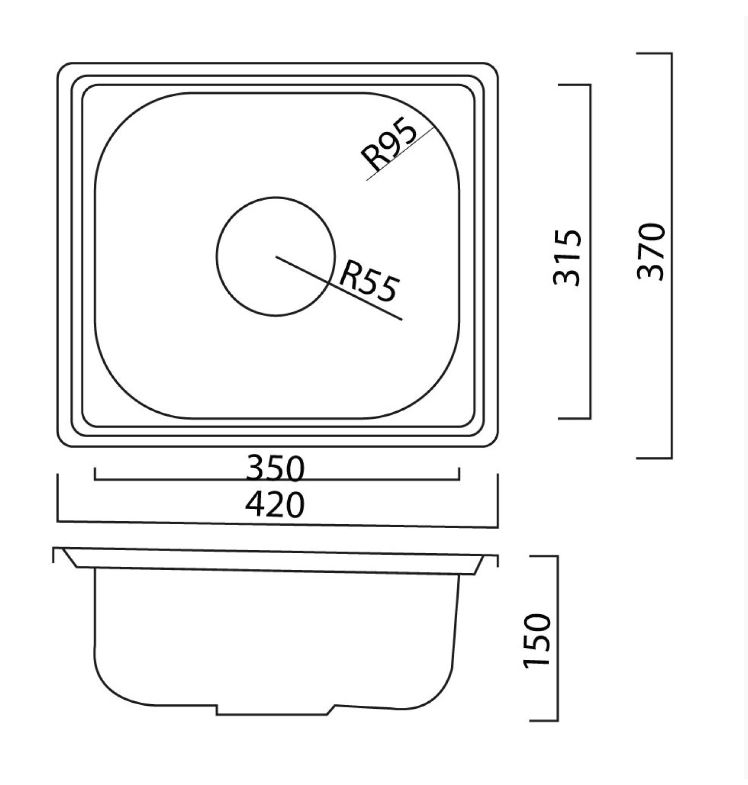 pileta simple cocina acero 201 con válvula