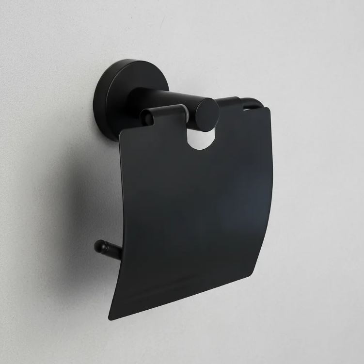 Porta Rollo Con Tapa En Negro Mate Acra