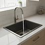 Pileta Simple Rectangular Negra Inoxidable 44x44x22 Kook