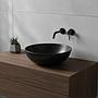 Bacha Cuba Lavabo De Apoyo Loza Negro Mate Redonda 40 Acra
