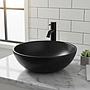 Bacha Cuba Lavabo De Apoyo Loza Negro Mate Redonda 40 Acra