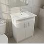 Mueble Blanco Al Piso + Bacha De Loza 60 X 46 De Regalo Acra